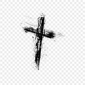 Black Christian Cross Brush Stroke Icon