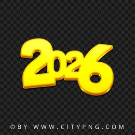 HD 2026 Yellow Text Numbers Transparent PNG