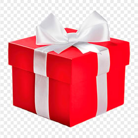 Red Gift Box Decorated With White Ribbon PNG IMG