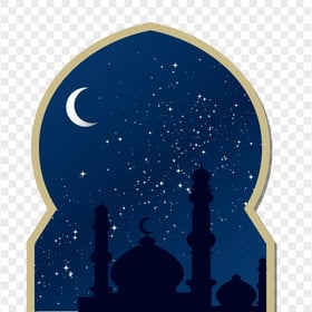 Islamic Door Mosque Moon Blue Sky Background