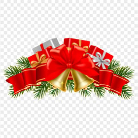 Christmas Ribbon Bells And GIfts Garland Vector PNG