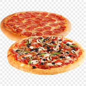 Two Pizzas Pepperoni and Veggies Italian Food Image PNG