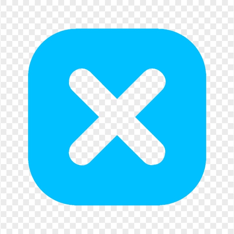 Blue Square Close X Button Icon Transparent Background