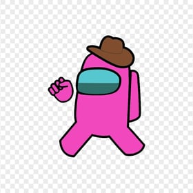 HD Pink Among Us Crewmate Character With Cowboy Hat PNG