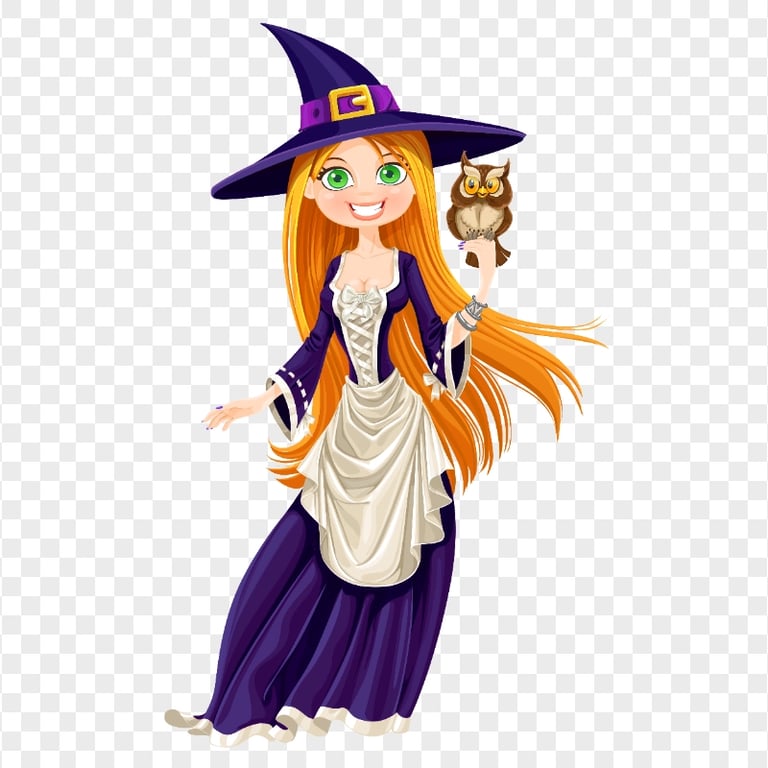 HD Cartoon Beautiful Cute Halloween Witch Illustration PNG