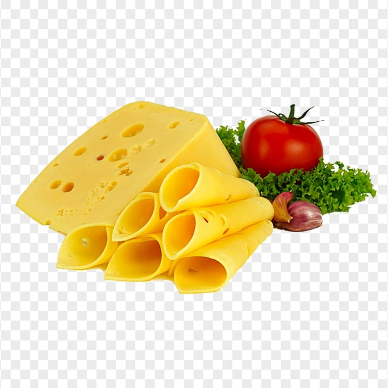 Rolled Cheese Slices With Tomato PNG Image