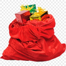 Real Red Christmas Santa Gifts Bag HD PNG