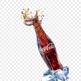 HD Coca-Cola Glass Bottle With Ice Splash PNG