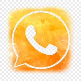 HD Orange Aesthetic Watercolor Wa Whatsapp App Logo Icon PNG
