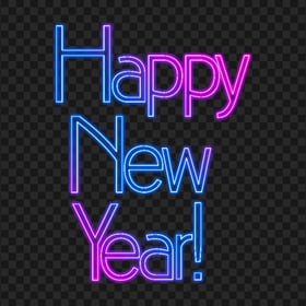 HD Beautiful Neon Happy New Year Text PNG