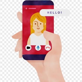 HD Vector Phone In Hand Video Call With Girl PNG