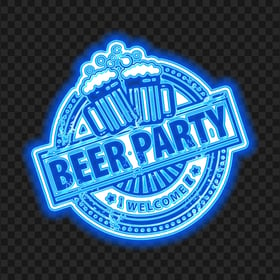 HD Blue Neon Beer Party Logo PNG