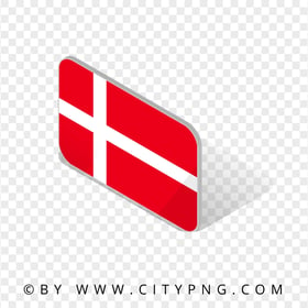 Denmark Isometric 3D Flag Icon PNG Image