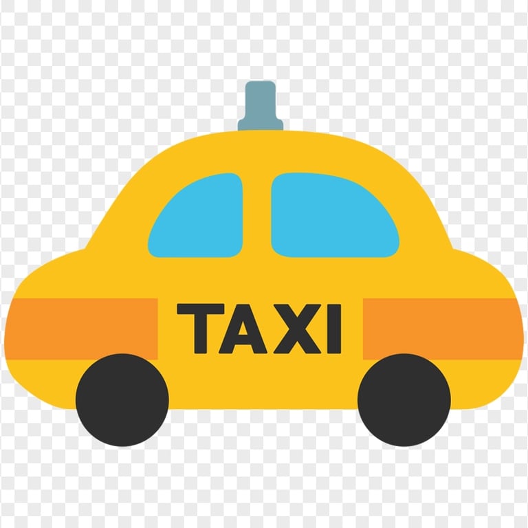 Vector Flat Cartoon Side View Taxi Car Cab Icon PNG