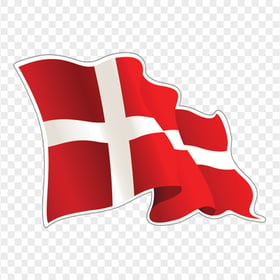 FREE Denmark Waving Flag Sticker PNG