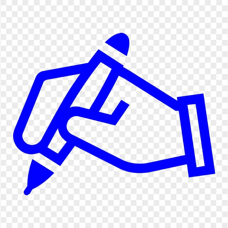 HD Blue Outline Pencil on hand Icon PNG