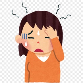 Cartoon Cute Girl Feels Sick Pain Migraine Headache