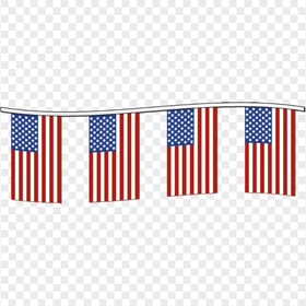 Hanging Group Of American Flags Clipart