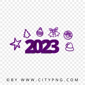 Purple Glitter Christmas 2023 Text Design PNG