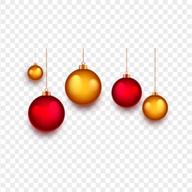 Yellow Red Ornaments Christmas Baubles Balls HD PNG