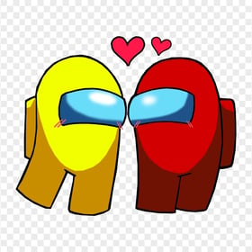 HD Among Us Yellow Love Red Characters Valentines Day PNG