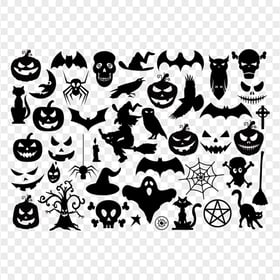 Halloween Elements Black Silhouettes FREE PNG
