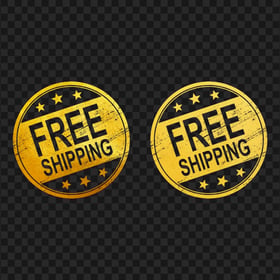 Round Golden Gold Free Shipping Stamp Icon