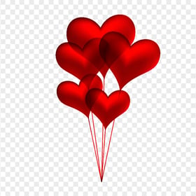 HD Illustration Red Heart Shape Balloons PNG