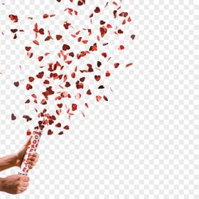 HD Red Hearts Valentine Streamer Confetti PNG