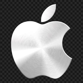 Silver Metal Apple Logo Icon PNG