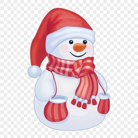 Download Painting Snowman Wearing Santa Hat PNG