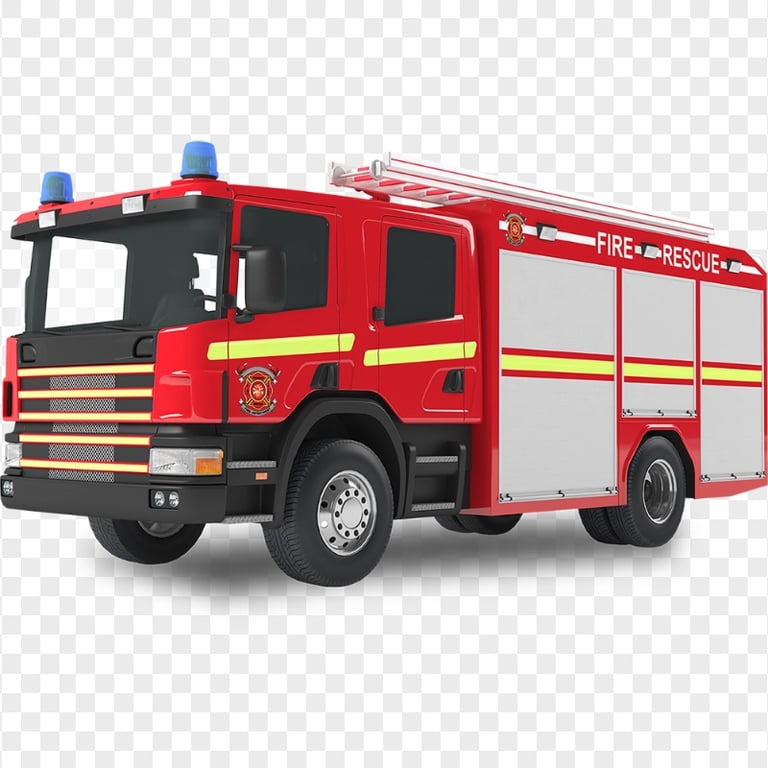 HD Realistic Fire Rescue Firefighter Truck PNG