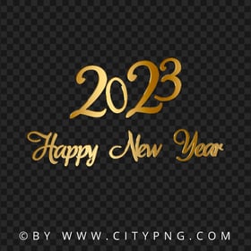 Golden Lettering 2023 Happy New Year Design HD PNG