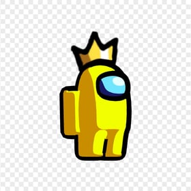 HD Yellow Among Us Crewmate Character With Crown Hat PNG