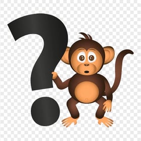 HD Cartoon Monkey Character Holding Question Mark PNG