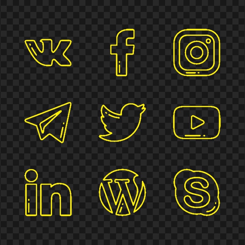 Social Media Yellow Drawing Logos Icons PNG