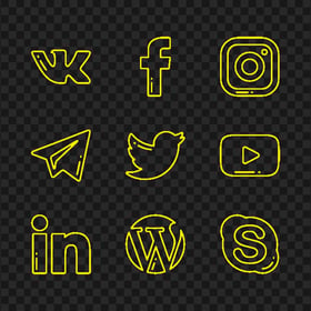 Social Media Yellow Drawing Logos Icons PNG