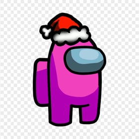 HD Pink Among Us Crewmate Character With Santa Hat PNG