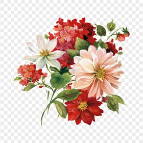 Pink And Red Watercolor Flowers PNG