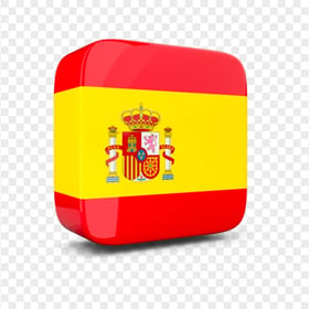 3D Square Spain Flag Icon Transparent PNG
