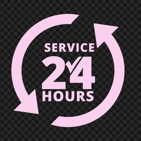 24 Hours Service Pink Logo Icon Sign PNG IMG