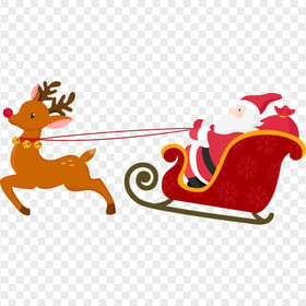 Vector Christmas Santa Sled Sleigh & Reindeer HD PNG