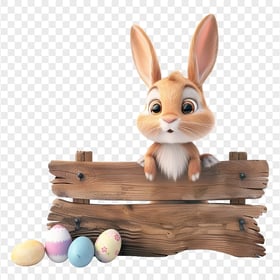 HD Charming Easter Bunny and Colorful Eggs Transparent PNG