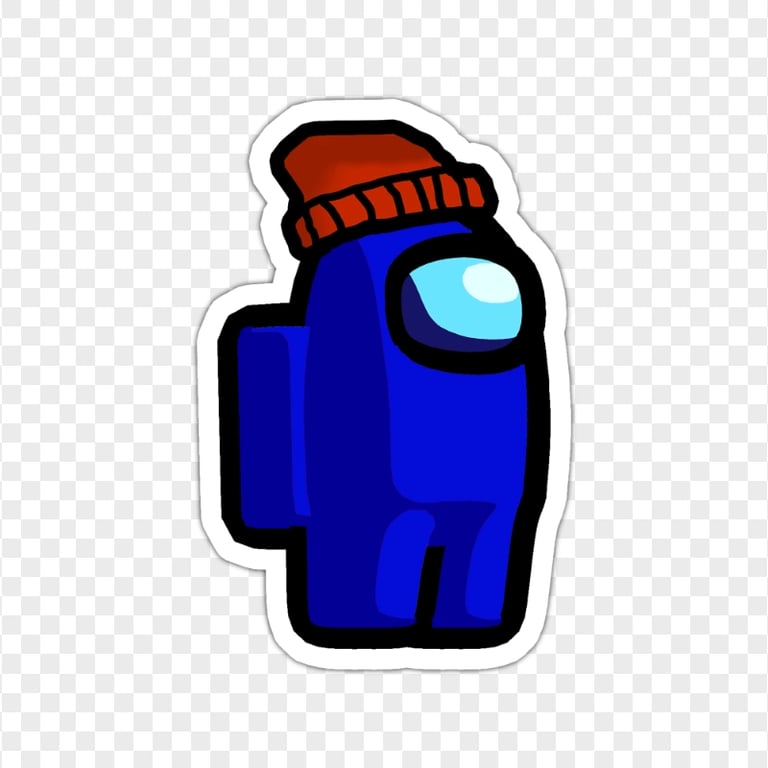 HD Blue Among Us Character Beanie Hat Stickers PNG