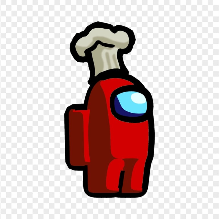 HD Red Among Us Character Chef Hat PNG