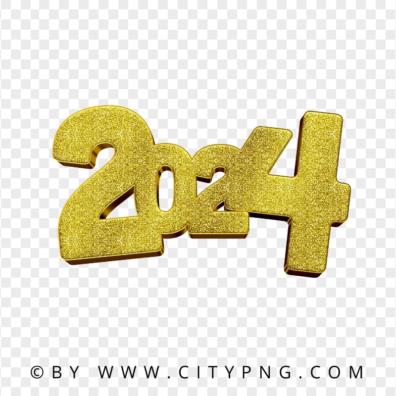 2024 Gold Glitter Creative Design HD Transparent PNG
