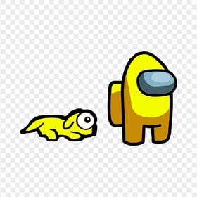 HD Yellow Among Us Character Sitting Pet Dog PNG