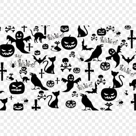 Halloween Ghost Pumpkin Crow Pattern Background