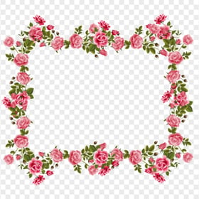 Square Frame Flower Romantic Pink Border