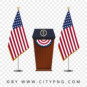 American President Podium With Flags Presidents Day PNG